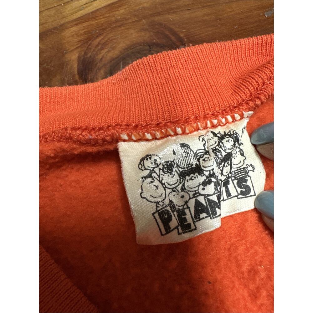 Vintage 90s Peanuts Snoopy Lucy Halloween Orange Sweatshirt XL - Picture 6 of 7